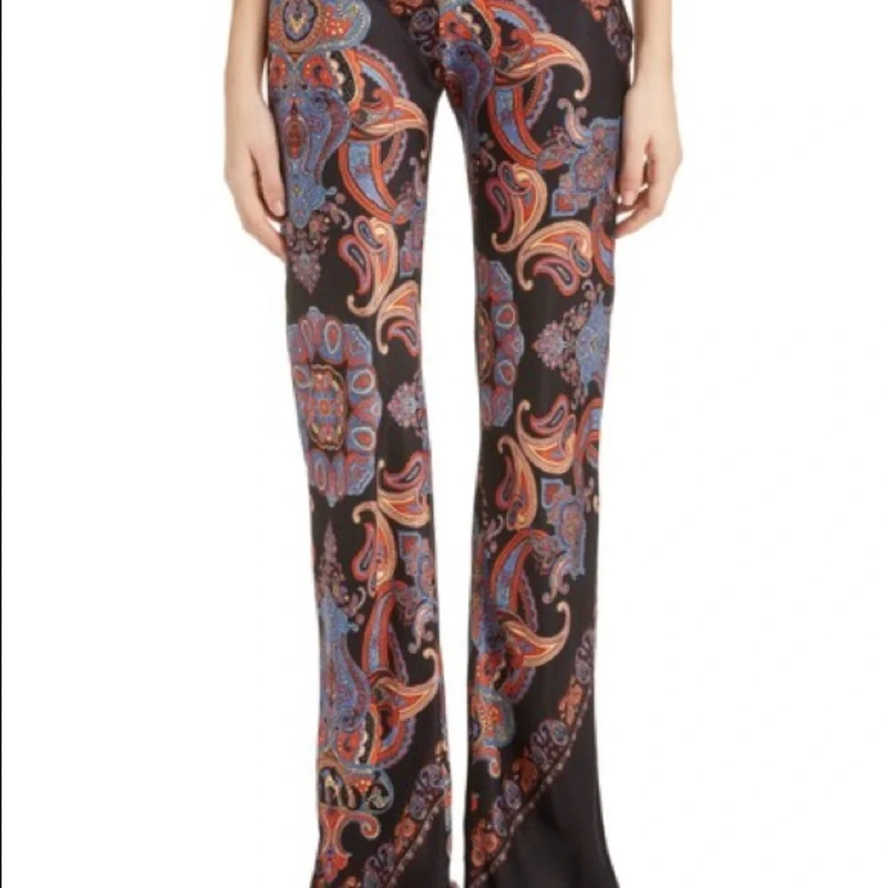 Chloé Black Persian Print Viscose Twill Women's Pants